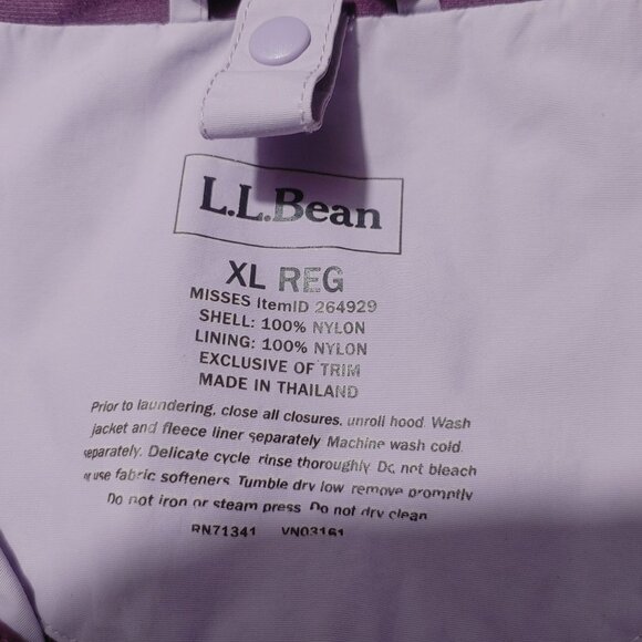 LL Bean Jacket Coat Size XL Lavender Plum Purple Nylon Hooded Windbreaker Shell - Picture 2 of 12